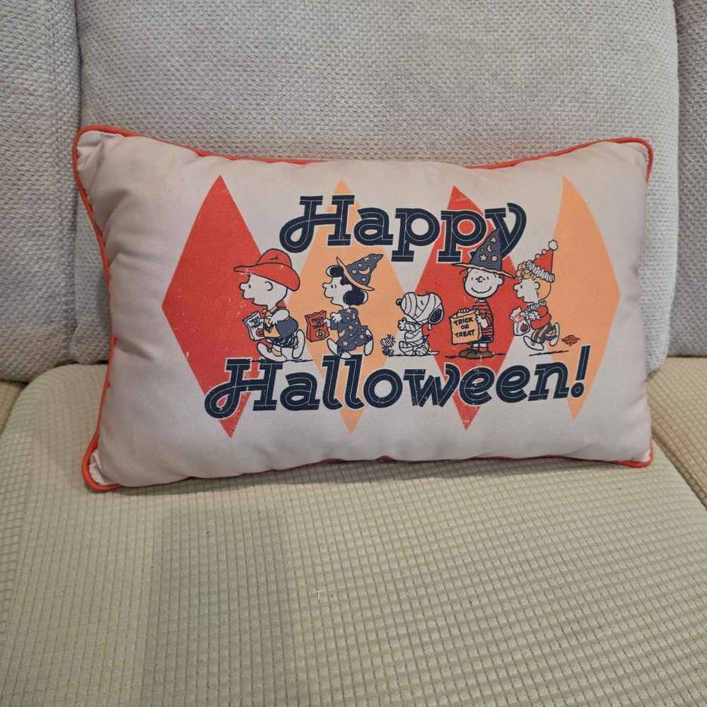 Peanuts Unisex Halloween Decorative Lumbar Pillow Multi Character Snoopy 19x11.5